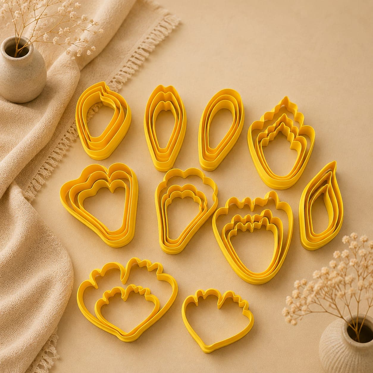 Nested floral cutters in different sizes